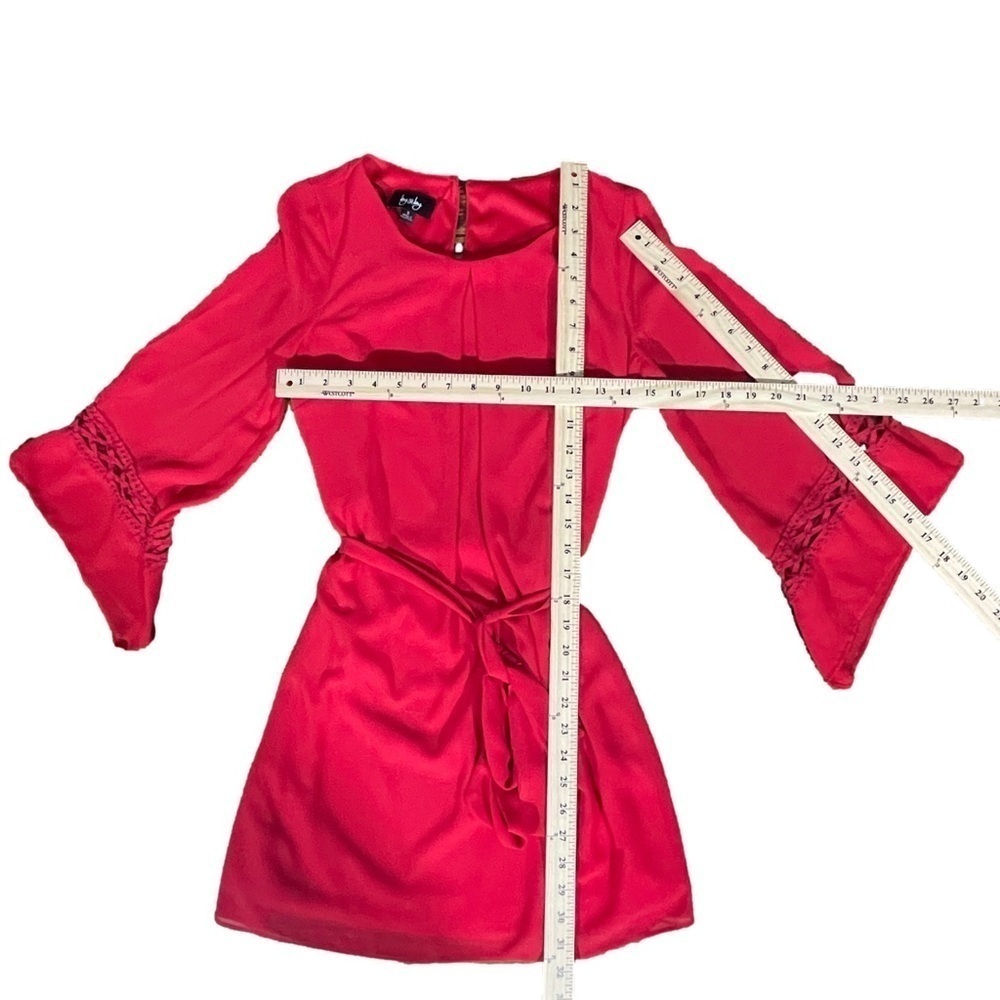 By & By NWOT Red Bell Sleeve Dress with Waist Tie - Size Women’s Small - Picture 5 of 11